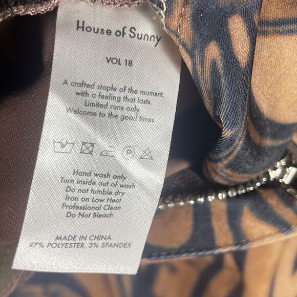 House Of Sunny Mahogany Paradise Party Brown Black‎ Pants Flare Pants Women SZ 4 - Picture 8 of 11